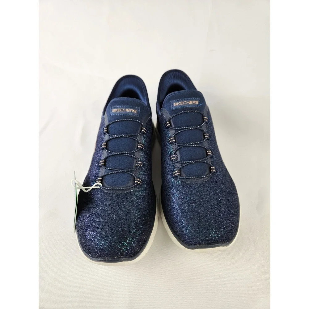 Womans Shoes SKECHERS Summits-Lunar Glow Hands Free Slip-Ins Sneakers Blue Sz 10